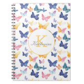 バタフライ水色パタカラフルーン名前をカスタムする ノートブック (正面)