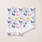 バタフライ水色パタカラフルーン名前をカスタムする バスタオルセット (ウォッシュタオル)