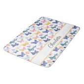 バタフライ水色パタカラフルーン名前をカスタムする バスマット (アングル)