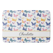 バタフライ水色パタカラフルーン名前をカスタムする バスマット (正面)