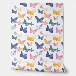 バタフライ水色パタカラフルーン 壁紙