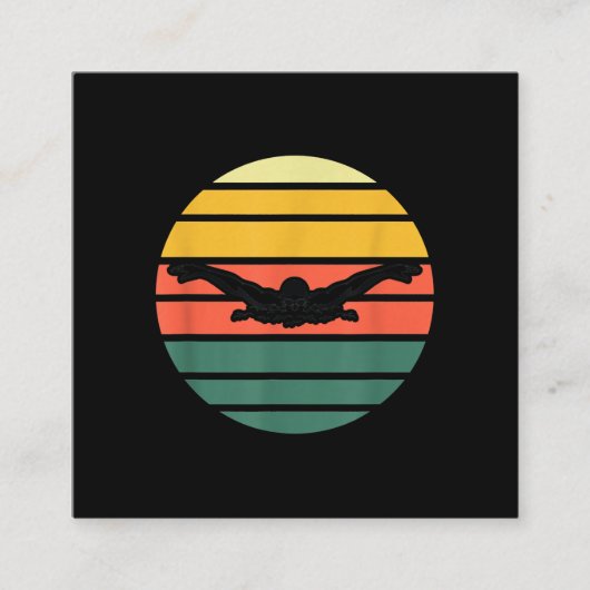 バタフライ泳ぐ人スイミング スクエア名刺 (正面)