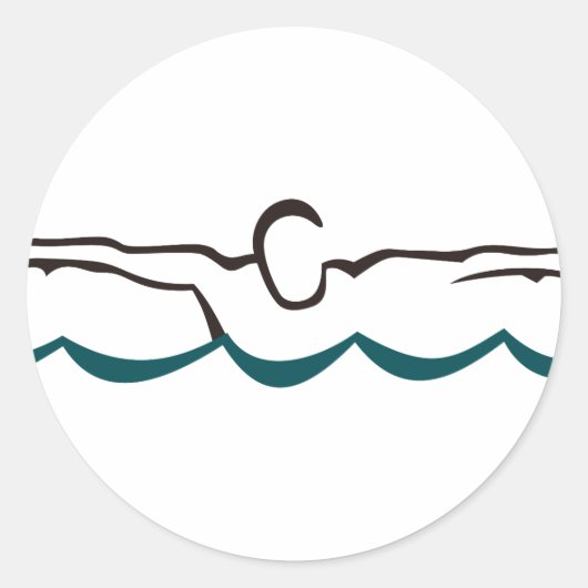 バタフライ泳ぐ人 ラウンドシール (正面)