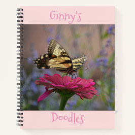 バタフライ深いピンク《植物》百日草 ノートブック
