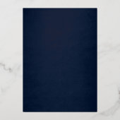 バタフライ王室のネイビーフラワー金ゴールドキンセアニェラ 箔招待状 (裏面)