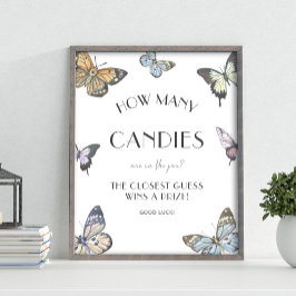 バタフライ瓶の赤ちゃんシャワーゲームでキャンディーの数 ポスター