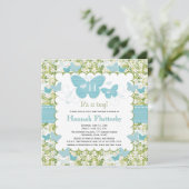 バタフライ男の赤ちゃんシャワー招待状 招待状 (スタンド正面)