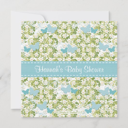 バタフライ男の赤ちゃんシャワー招待状 招待状 (裏面)