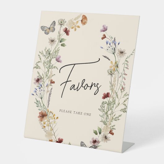 バタフライ秋ワイルドフラワーブライダルシャワーの恩恵 台座サイン (正面)