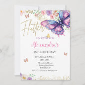 バタフライ第1第2第3第4第5第6第7誕生日 招待状 (正面)