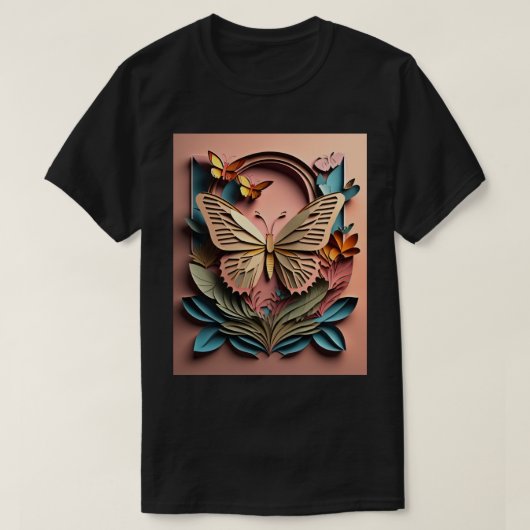 バタフライ紙アートデザインTシャツ Tシャツ (デザイン正面)