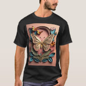 バタフライ紙アートデザインTシャツ Tシャツ (正面)