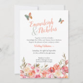 バタフライ結婚ズコーラルボホフローラ 招待状 (正面)