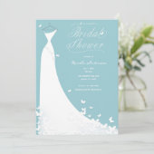 バタフライ結婚ズドレスターコイズブライダルシャワー 招待状 (スタンド正面)