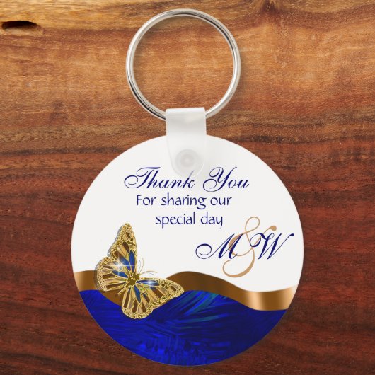 バタフライ結婚式の引き出物婚約記念日 キーホルダー (正面)
