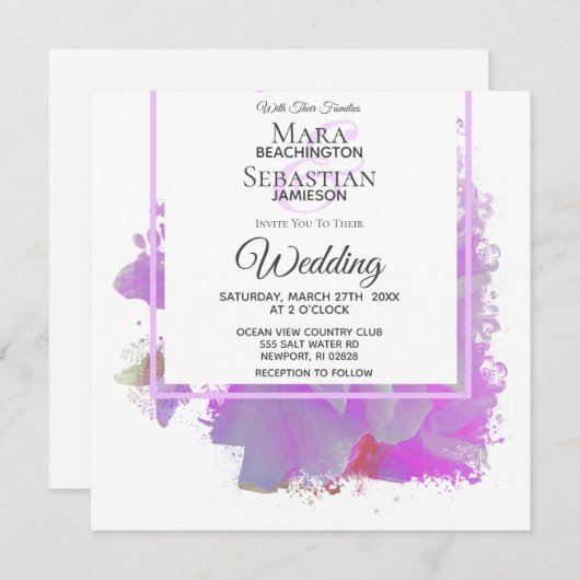 *~*バタフライ絵を描牡丹のフローラAR3結婚s 招待状 (正面/裏面)