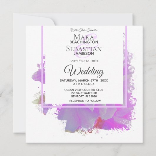 *~*バタフライ絵を描牡丹のフローラAR3結婚s 招待状 (正面)