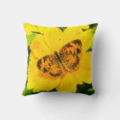 バタフライ自然ブライトイエローポリ装飾用クッション クッション (裏面)