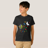 バタフライ自閉症パズル自閉症意識 Tシャツ (正面フル)