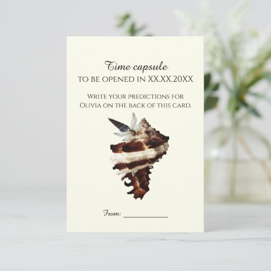 バタフライ航海のタイムカプセル赤ちゃんシャワーゲーム&ゲーム サンキューカード (スタンド正面)