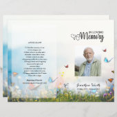 バタフライ葬儀プログラムテンプレート (正面/裏面)