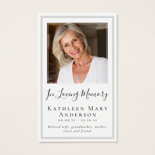 バタフライ葬儀記念祈りの言葉カード (正面)