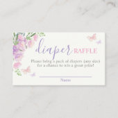 バタフライ薄紫ピンクおむつラッフル エンクロージャーカード (正面)