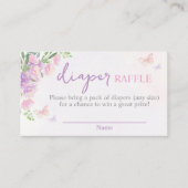 バタフライ薄紫ピンクおむつラッフル エンクロージャーカード (正面)