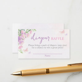 バタフライ薄紫ピンクおむつラッフル エンクロージャーカード