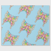 バタフライ誕生日ギフト包装紙 ラッピングペーパー (フラット)