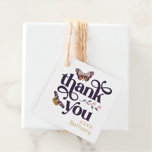 バタフライ誕生日サンキューユーメッセージカード フェイバータグ (インサイチュ)