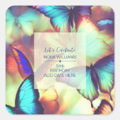 バタフライ誕生日シール スクエアシール (正面)