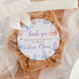 バタフライ誕生日ステッカーラベル ラウンドシール