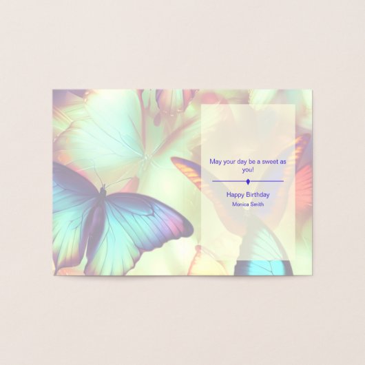 バタフライ誕生日パーソナライズされたフォイルカード 箔カード (内部)