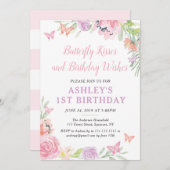 バタフライ誕生日パーティーの招待 招待状 (正面/裏面)
