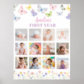 バタフライ誕生日フォトマイルストーンポスター ポスター (正面)