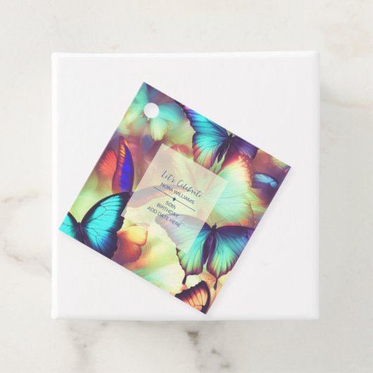 バタフライ誕生日メッセージカード フェイバータグ (インサイチュ)