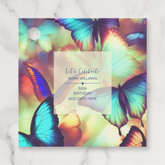 バタフライ誕生日メッセージカード フェイバータグ (正面)