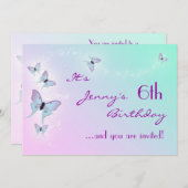 バタフライ誕生日招待状カード 招待状 (正面/裏面)