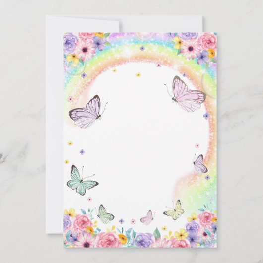 バタフライ誕生日招待状レインボーバタフライ 招待状 (裏面)