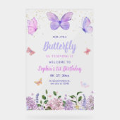 バタフライ誕生日招待状ワイルドフラワーガーデン アクリルサイン (正面)
