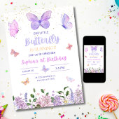 バタフライ誕生日招待状ワイルドフラワーガーデン 招待状