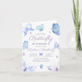 バタフライ誕生日招待状、ガールズファーストバタフライ 招待状 (正面)