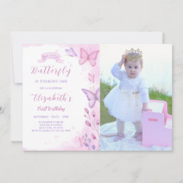 バタフライ誕生日招待状（写真付） 招待状