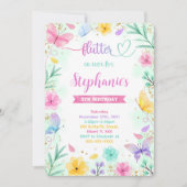 バタフライ誕生日招待状 招待状 (正面)