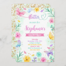 バタフライ誕生日招待状