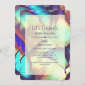 バタフライ誕生日招待状 招待状 (正面/裏面)