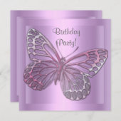 バタフライ誕生日招待状 招待状 (正面/裏面)