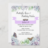 バタフライ誕生日招待状 招待状 (正面)