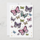バタフライ誕生日水彩グリッターダウンロード 招待状 (裏面)